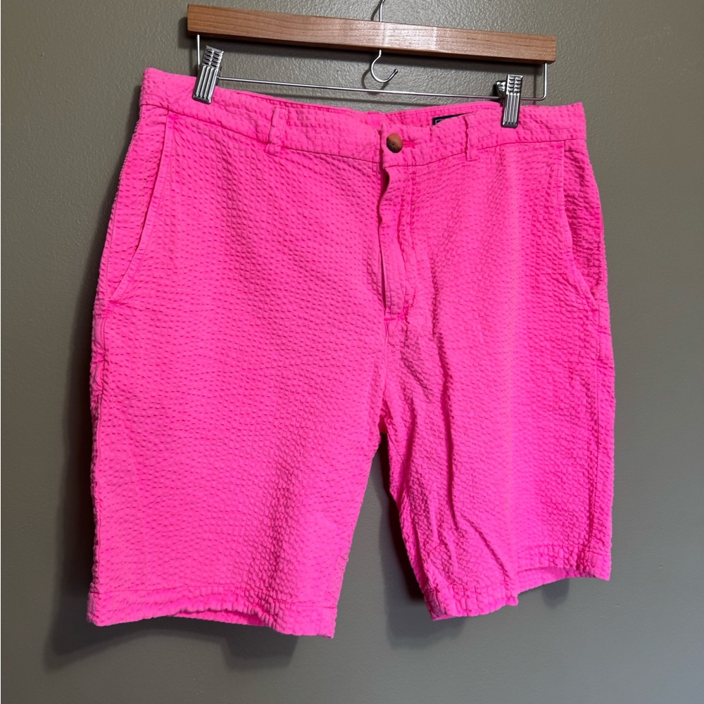 Vineyard Vines‎ Men’s Size 33 Neon Pink Stretch Thigh Chino Textured Shorts